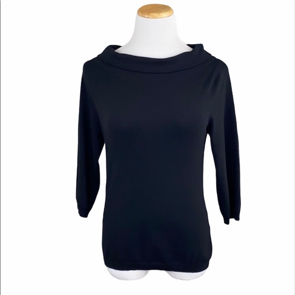 Halogen Black 3/4 Sleeve Cowl Neck Sweater